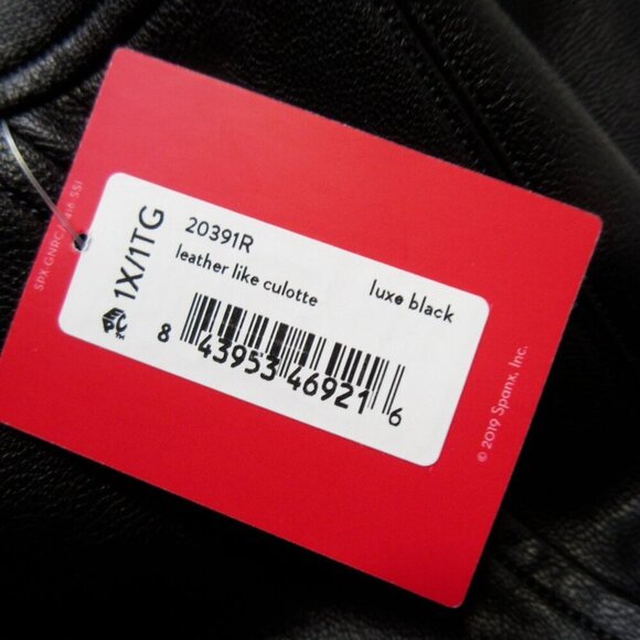 NWT SPANX 20391R Leather-Like Culotte in Black Faux Wide Leg Crop Pants 1X - Picture 2 of 5